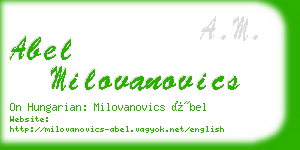 abel milovanovics business card